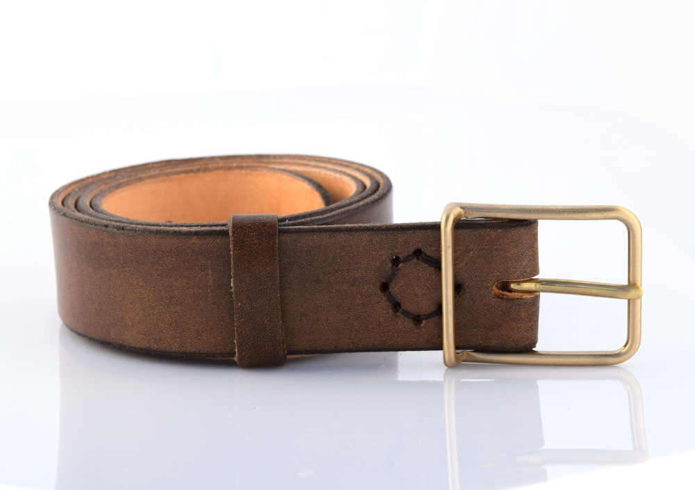 Ceinture en cuir marron fonce vieilli Pablo Larg. 3 5 cm Ma ceinture