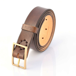 Ceinture en cuir marron foncé vieilli "Paul" - boucle 3 cm