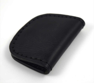Porte-monnaie plat en cuir noir