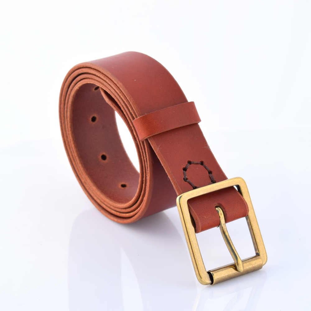 Ceinture marron fauve en cuir "Ewenn" - larg. 3,5 cm