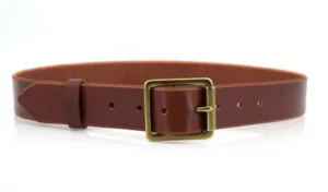 Ceinture marron fauve en cuir "Ewenn" - larg. 3,5 cm