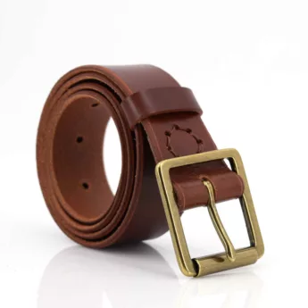 Ceinture marron fauve en cuir "Ewenn" - larg. 3,5 cm