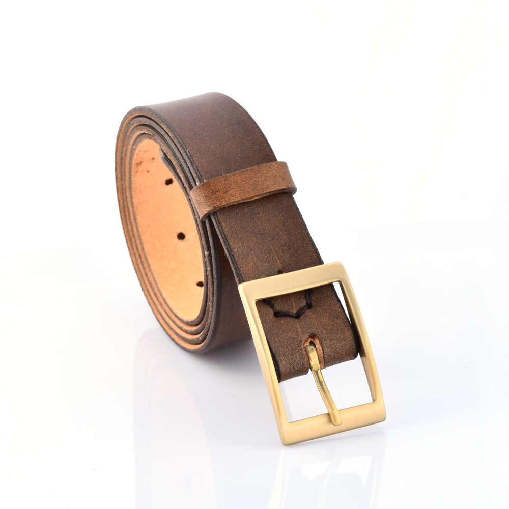 Ceinture en cuir marron foncé vieilli "Timéo"