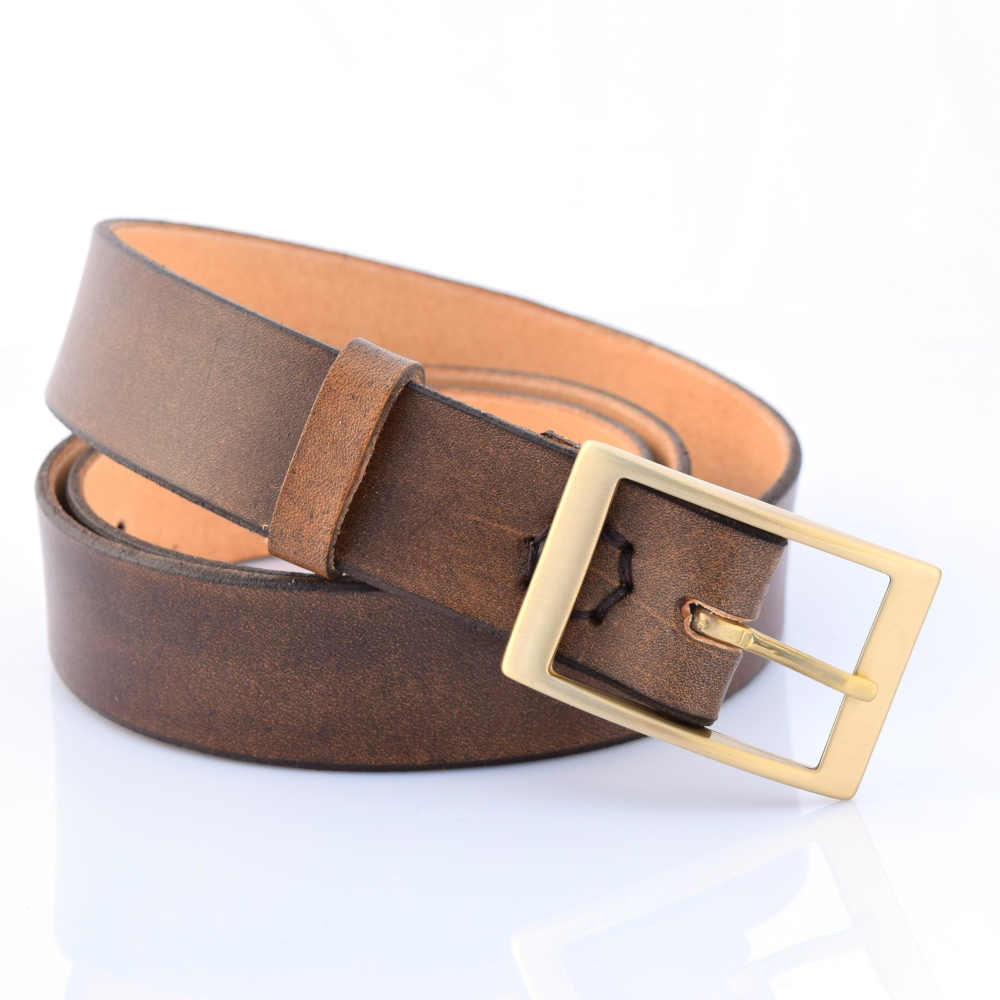 Ceinture en cuir marron foncé vieilli "Timéo"