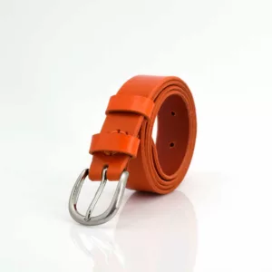 Ceinture orange en cuir "Leila" - larg. 3 cm