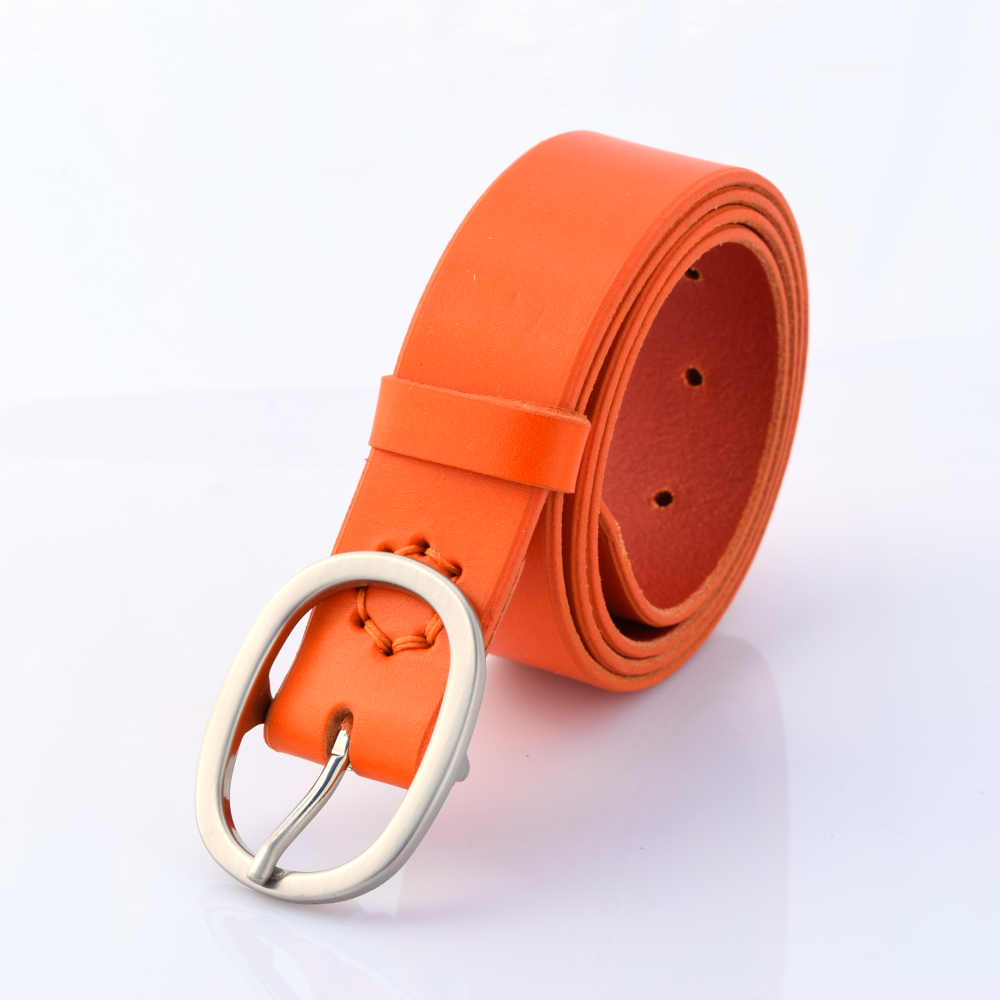 Ceinture en cuir orange "Mireille" - larg. 3,5 cm