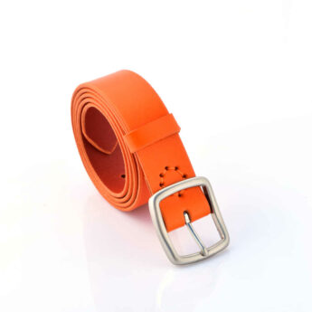 Ceinture en cuir orange "Soline" - larg. 3,5 cm