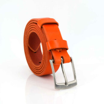 Ceinture fine en cuir orange pour femme "Adélaïde" - larg. 3 cm