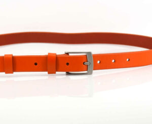 Ceinture fine en cuir orange pour femme "Adélaïde" - larg. 3 cm