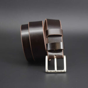 Ceinturon en cuir marron chocolat "Kilian" - larg. 4 cm