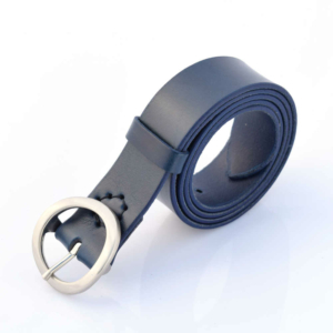 Ceinture bleu marine en cuir "Idriss" - larg. 3,5 cm