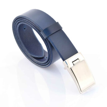 Ceinture bleu marine en cuir, boucle habillée "James"