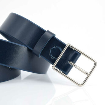 Ceinture en cuir bleu marine "Marcel" - largeur 3,5 cm