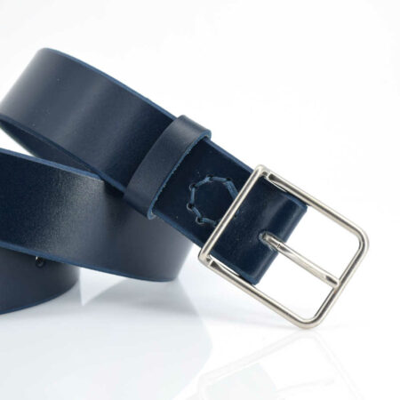 Ceinture en cuir bleu marine "Marcel" - largeur 3,5 cm