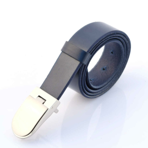 Ceinture pour costume - cuir bleu marine - boucle à griffe "Vladimir"