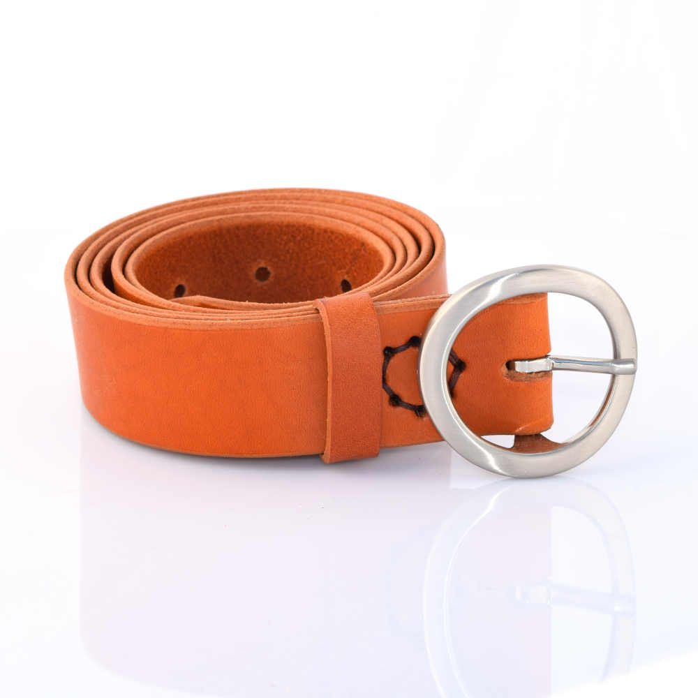 Ceinture en cuir cognac "Lino" - larg. 3,5 cm