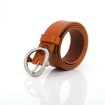 Ceinture en cuir cognac "Lino" - larg. 3,5 cm