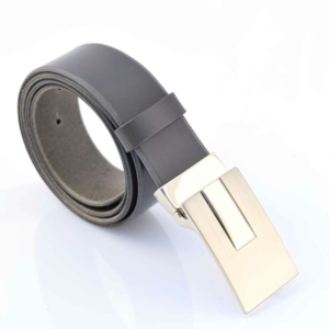 Ceinture en cuir gris "Auguste" avec boucle habillée