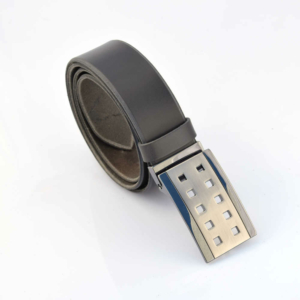 Ceinture grise en cuir, boucle habillée "William"