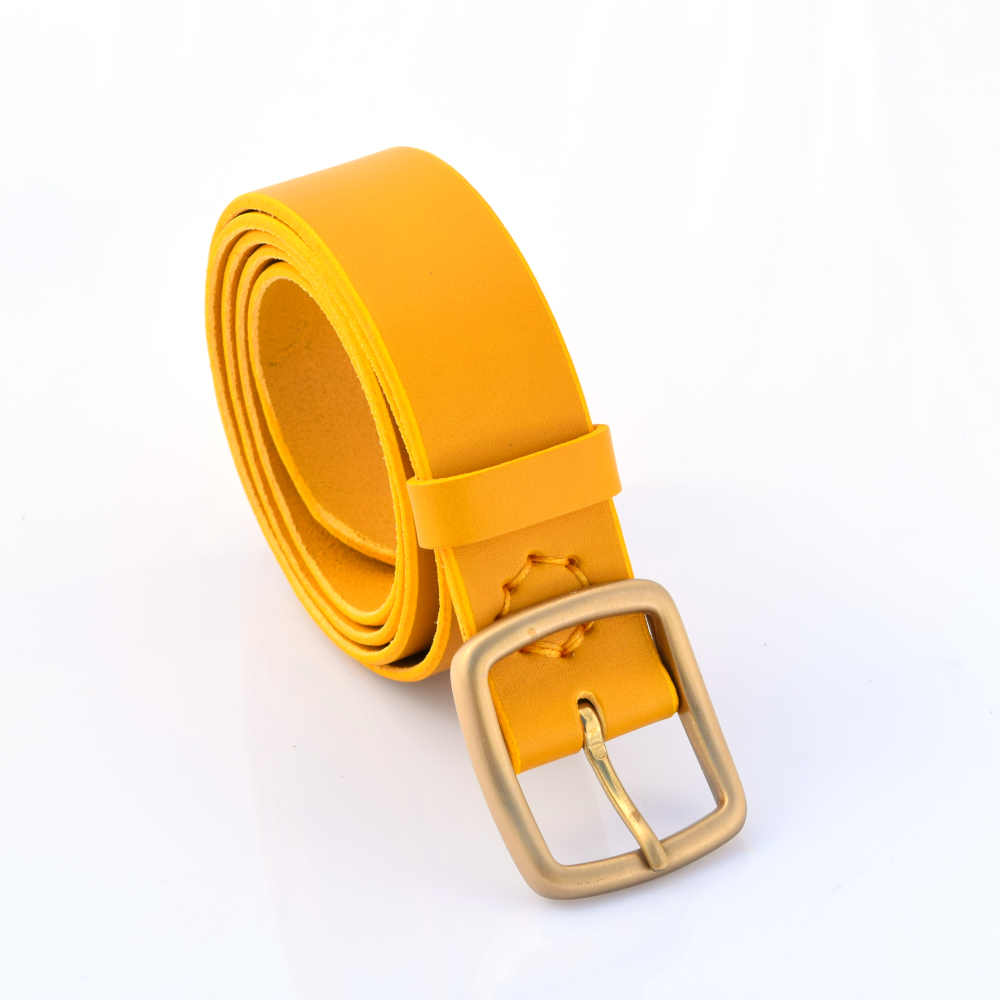 Ceinture jaune en cuir "Mewen" - larg. 3,5 cm