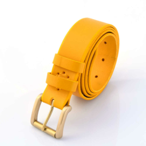 Ceinture jaune en cuir "Madeleine" - Boucle à rouleau larg. 3,5 cm