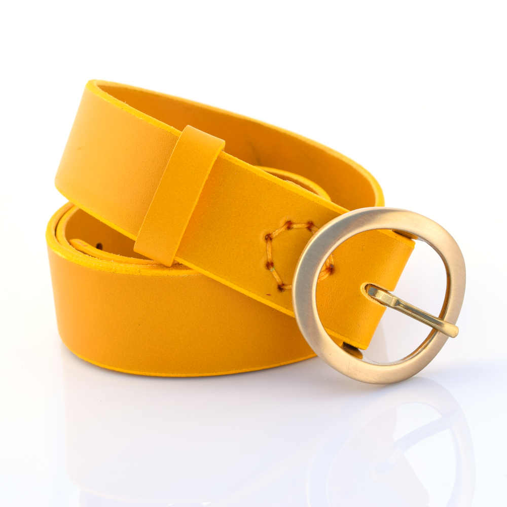 Ceinture jaune en cuir "Salma" - larg. 3,5 cm