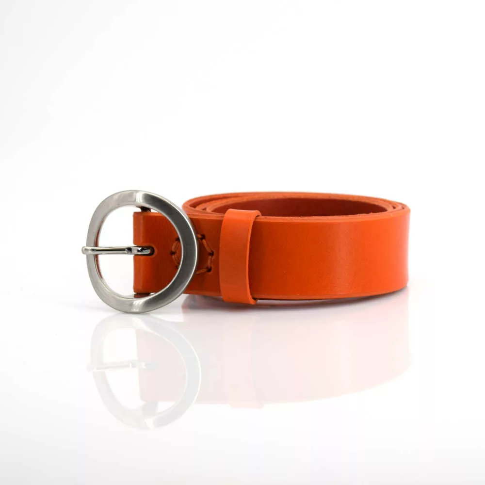 Ceinture en cuir orange "Ella" - larg. 3,5 cm