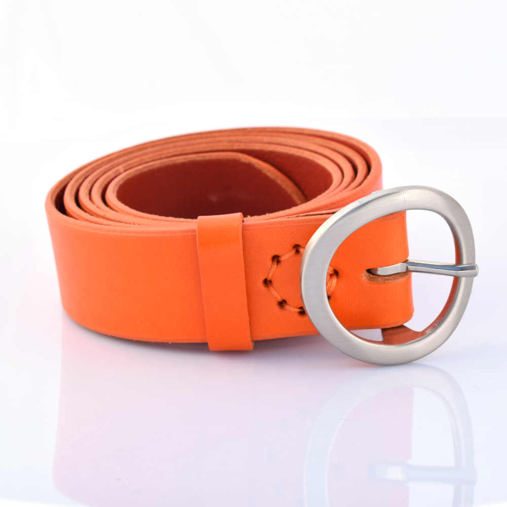 Ceinture en cuir orange "Ella" - larg. 3,5 cm