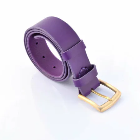 Ceinture en cuir violet "Césarine" - larg. 3,5 cm