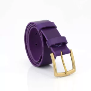 Ceinture en cuir violet "Césarine" - larg. 3,5 cm