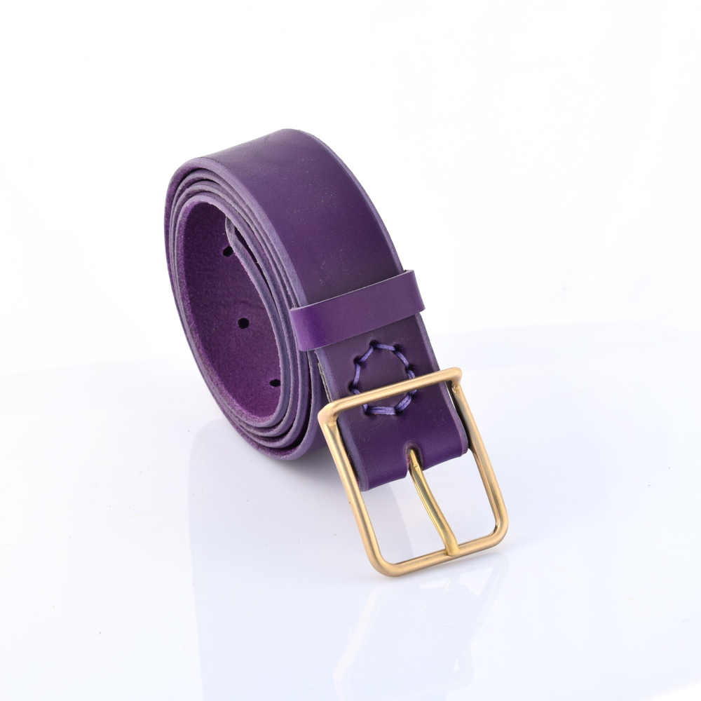 Ceinture en cuir violet "Gabrielle" - larg. 3,5 cm