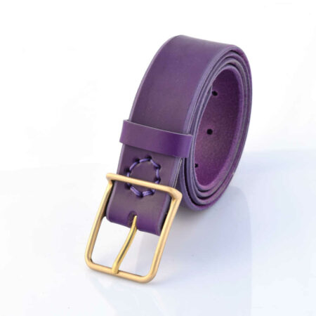 Ceinture en cuir violet "Gabrielle" - larg. 3,5 cm