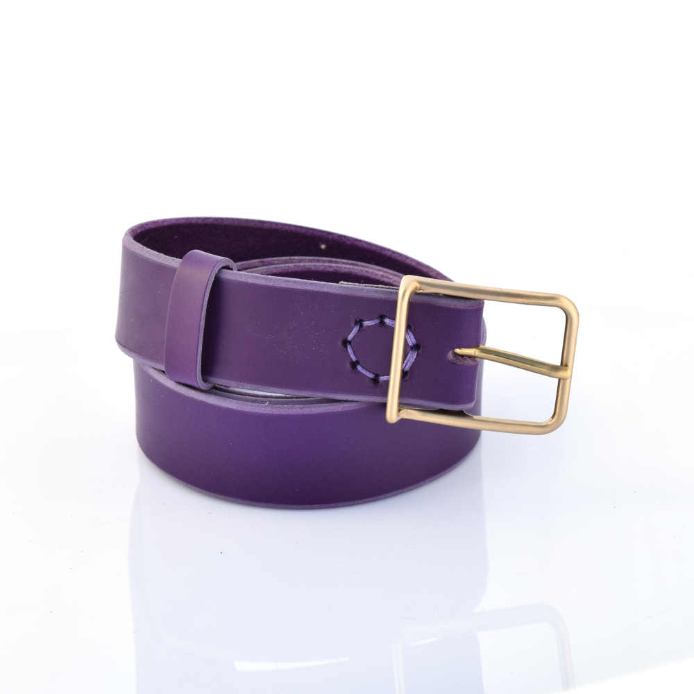 Ceinture en cuir violet "Gabrielle" - larg. 3,5 cm