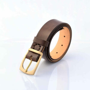 Ceinture en cuir marron foncé vieilli "Malone" - Larg. 3,5 cm