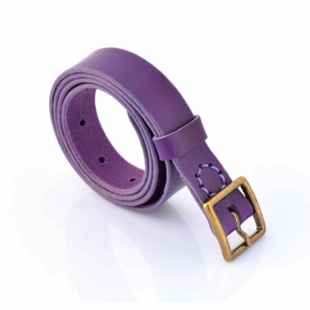 Ceinture violette, fine, en cuir "Béatrix"