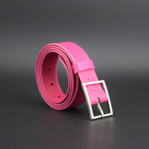 Ceinture fine rose en cuir "Lucette" - Larg. 3 cm