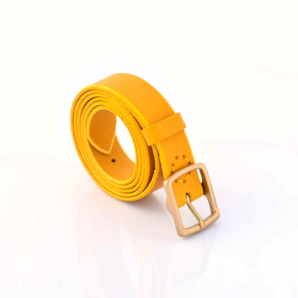 Ceinture jaune en cuir « Solene » – larg. 3 cm