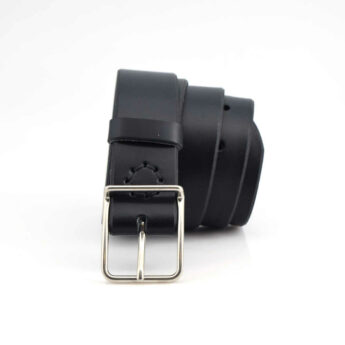Ceinture noire en cuir "Jason" - larg. 3,5 cm