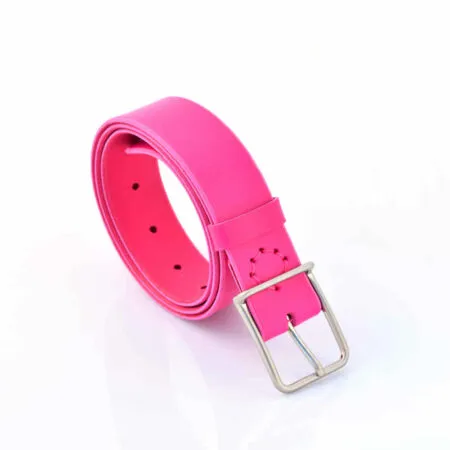 Ceinture rose en cuir "Clémentine" - larg. 3,5 cm