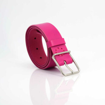 Ceinture rose en cuir "Clémentine" - larg. 3,5 cm