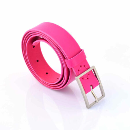 Ceinture rose en cuir "Lucette" - Larg. 3 cm