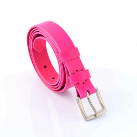 Ceinture rose, fine, en cuir "Maeva" - Larg. 2,5 cm