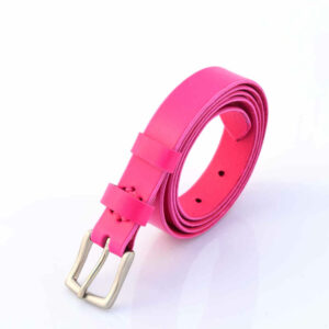 Ceinture rose, fine, en cuir "Maeva" - Larg. 2,5 cm