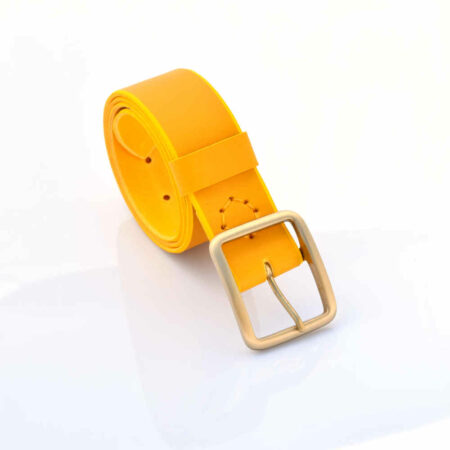 Ceinture large jaune en cuir "Maddy" - Larg. 4 cm