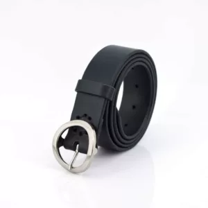 Ceinture noire pour femme en cuir "Gladys" - larg. 3,5 cm