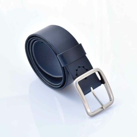 Ceinture large en cuir bleu marine "Janic" 4 cm