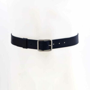 Ceinture large en cuir bleu marine "Janic" 4 cm