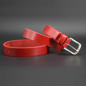 Ceinture rouge en cuir "Susie" - larg. 3 cm