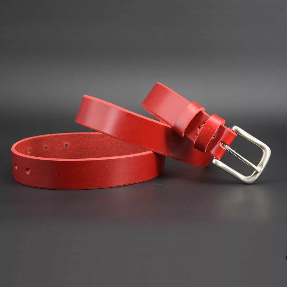 Ceinture rouge en cuir "Susie" - larg. 3 cm