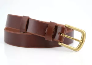 Ceinture en cuir marron fauve "Jonathan" - larg. 3 cm